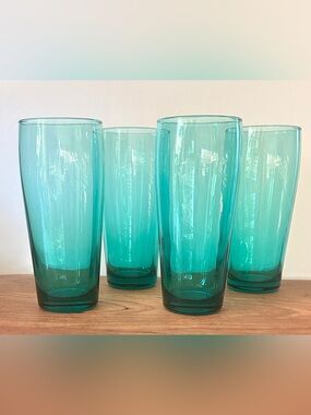 Cristar Bilboa Cooler 16oz Highball Pub Beer Glass Ice Tea Smoke Green SET OF 4